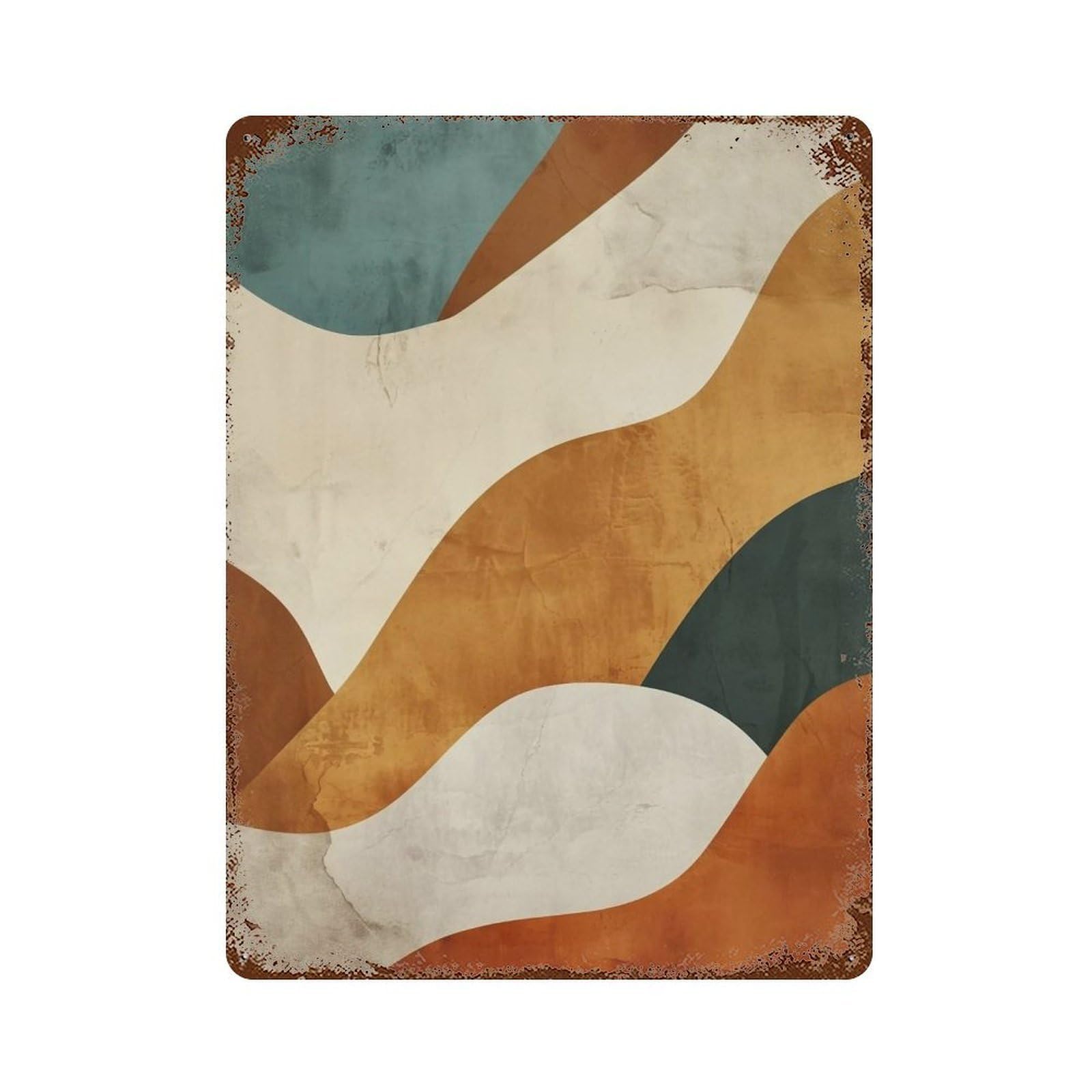Wujhgrsg Style Retro Textured Curved Earth Abstract Shapes 01 Wall Art Retro Iron Vintage Metal Tin Sign Poster Modern Decor For Home Cofffee Club Bar Shop 40X30cm