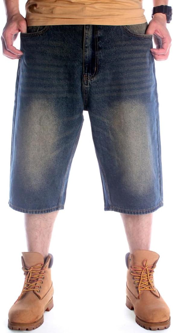 Enrica Men's Baggy Jorts Casual Loose Fit Hip Hop Skateboard Denim Shorts - Image 2