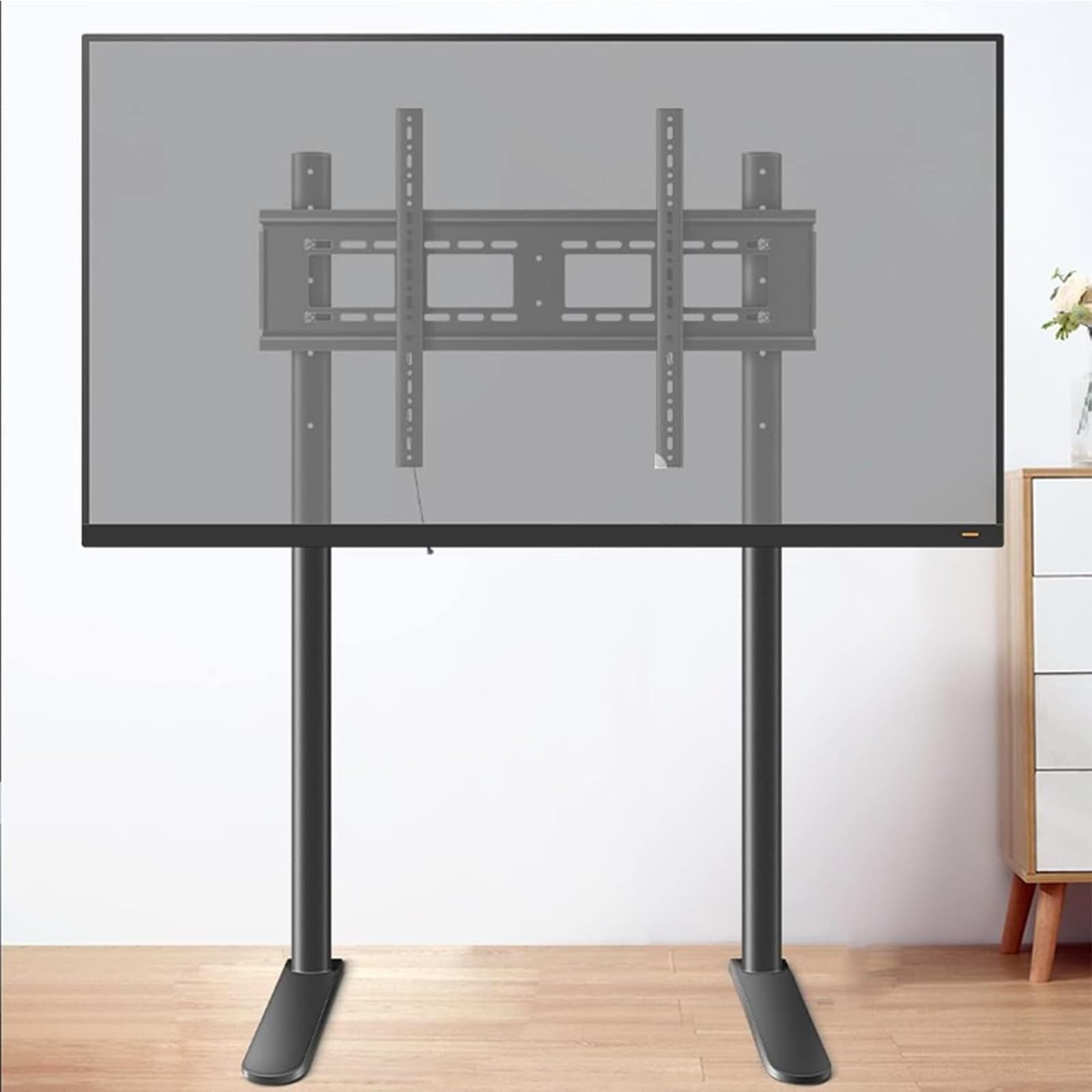 YCQYM Soporte de TV Ajustable para televisores de 55 a 100 Pulgadas: Montaje en Suelo, Ideal para Esquinas y dormitorios, Resistente, fácil de Montar, Estilo, solución de Entretenimiento en el hogar
