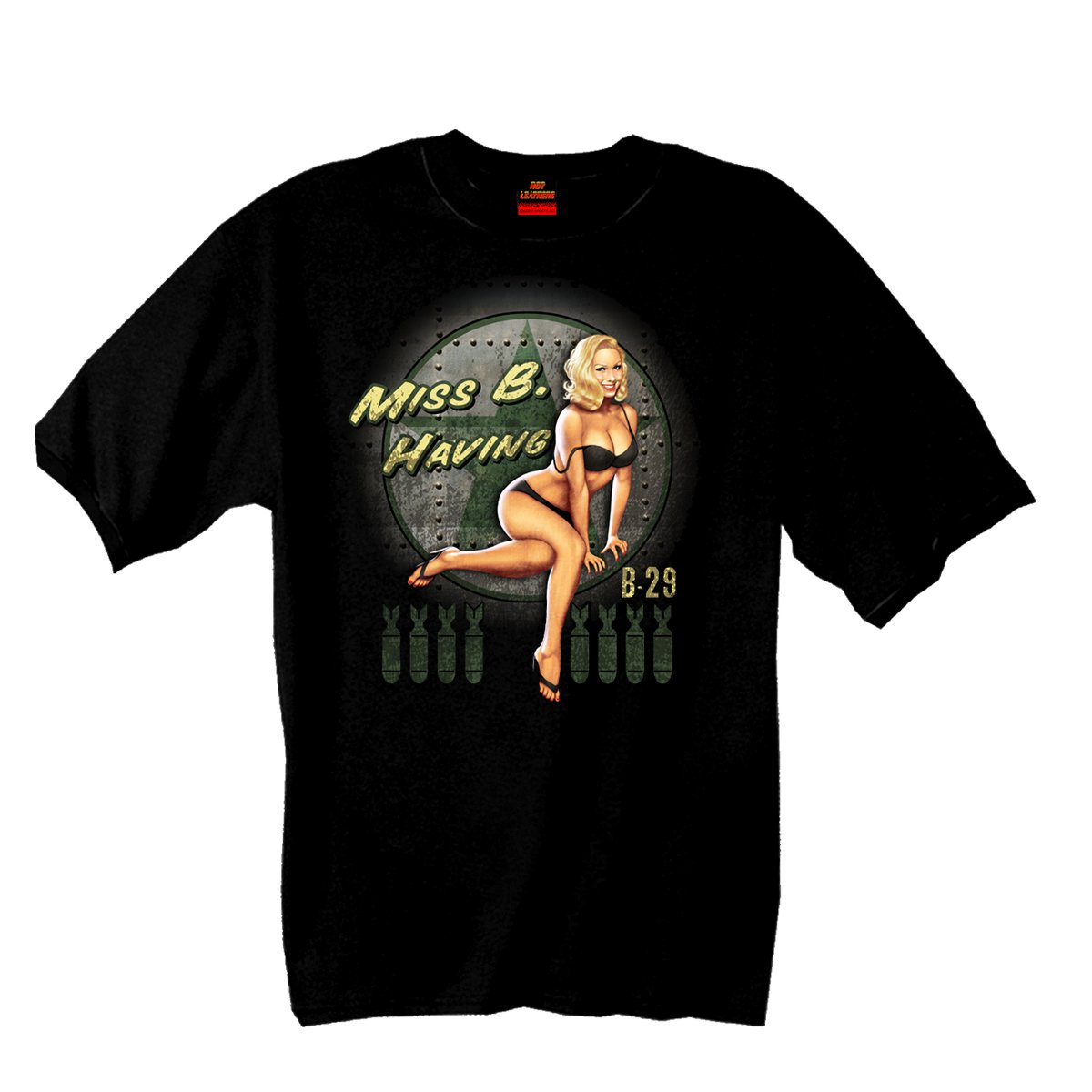 Hot Leathers Miss B-Having Pin Up Tee (Black, XXX-Large)