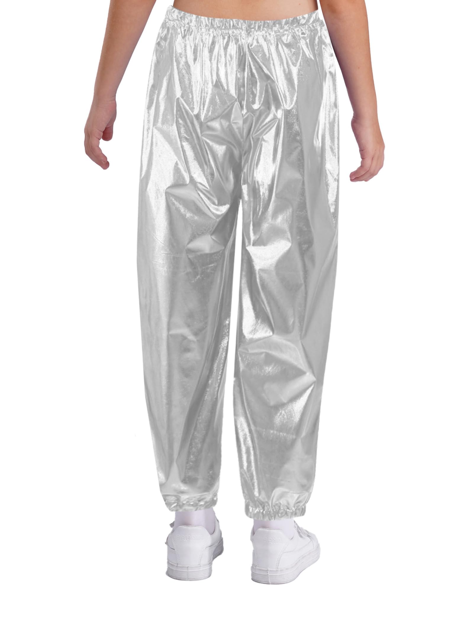 Mädchen Jungen Metallisch Glänzende Tanz Hosen Lange Sporthoen Hip Hop Training Hosen für Performances