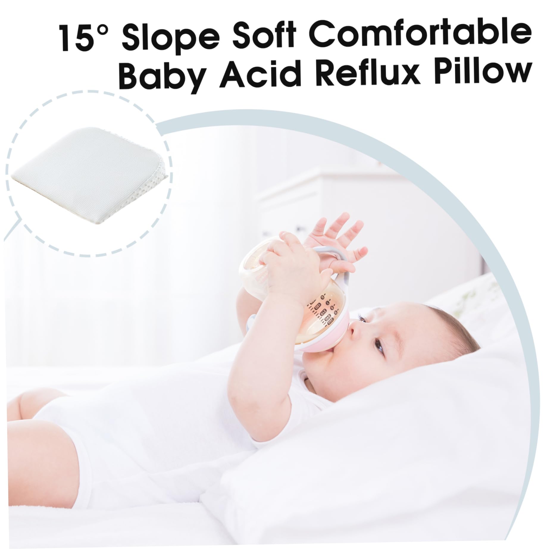 Oreiller compensé pour nouveau-né, accessoire d'allaitement pour reflux pour nourrissons, accessoire sécurisé et antidérapant pour le ventre de bébé, adapté pour l'alimentation au biberon, le somme