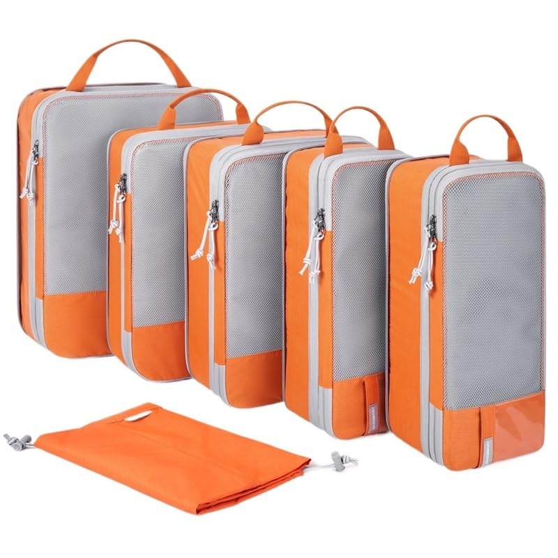 Kompressions-Packwürfel für Reisen, erweiterbare Kompressions-Packwürfel, leichte Reise-Aufbewahrungstaschen für Gepäck, zum Organisieren von Kleidung und Accessoires, einfach zu packen und