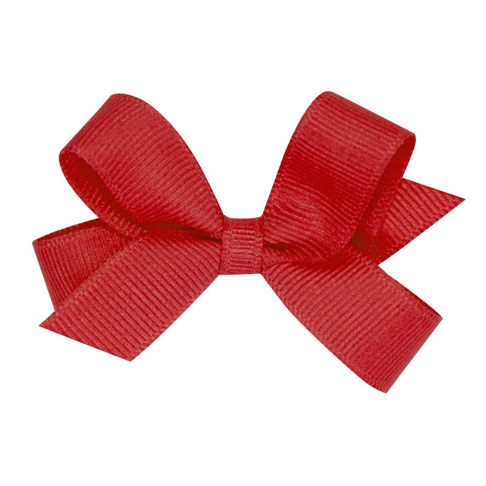 Wee Ones Girls' Classic Grosgrain Hair Bows with Plain Wrap Center, No-Slip Hair Clip, Handmade, Red, Tiny