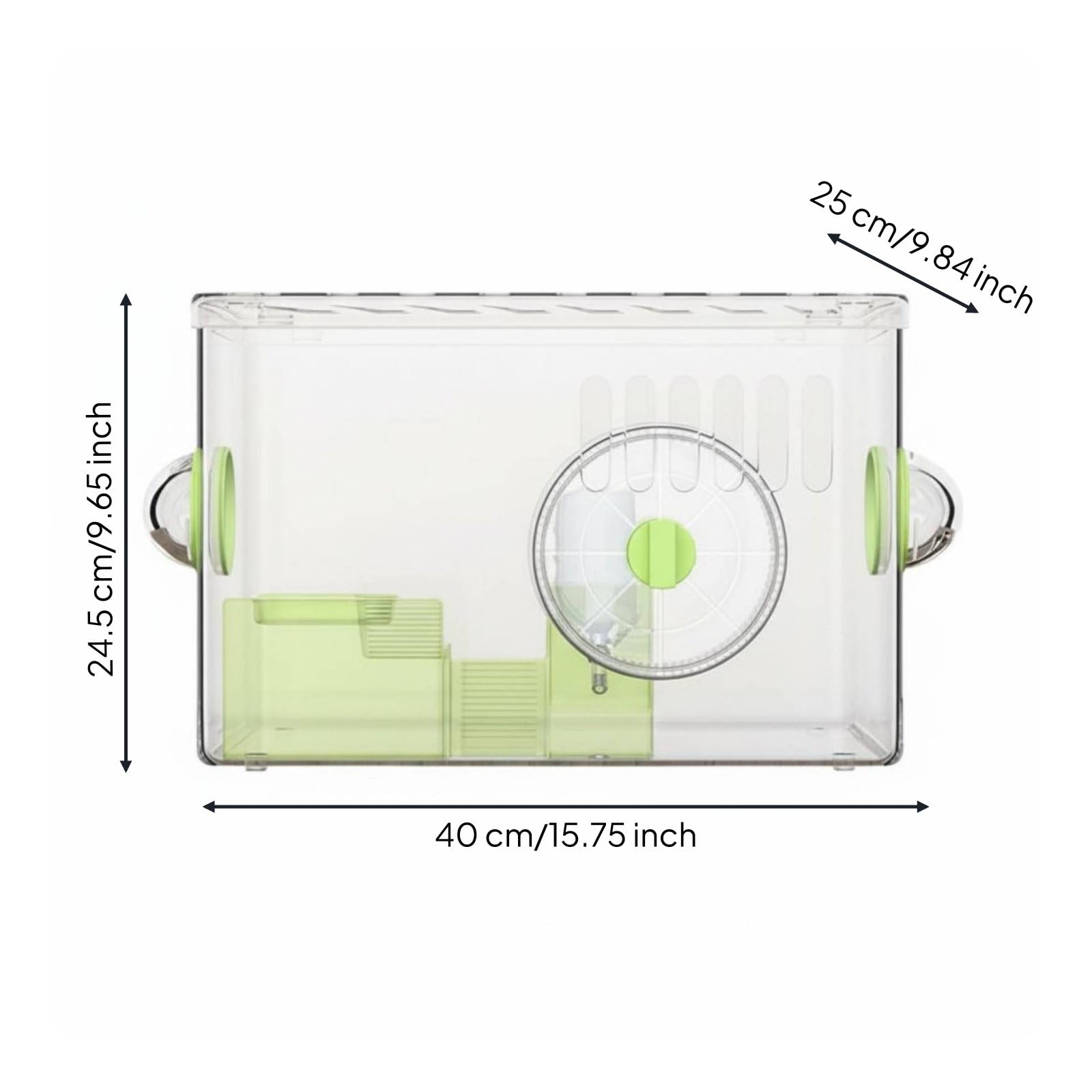 Baoblaze Cage Hamster Habitat Réservoir Transparent Plastique avec Accessoires Complets Convenience d'entretien Système Empilable Connectable pour Animal, Vert, 1-Couche+Grande Roue