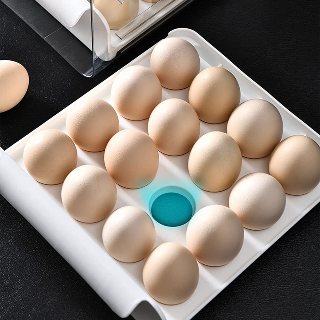 Caja de almacenamiento de huevos apilable para nevera, contenedor organizador de huevos de 2 capas