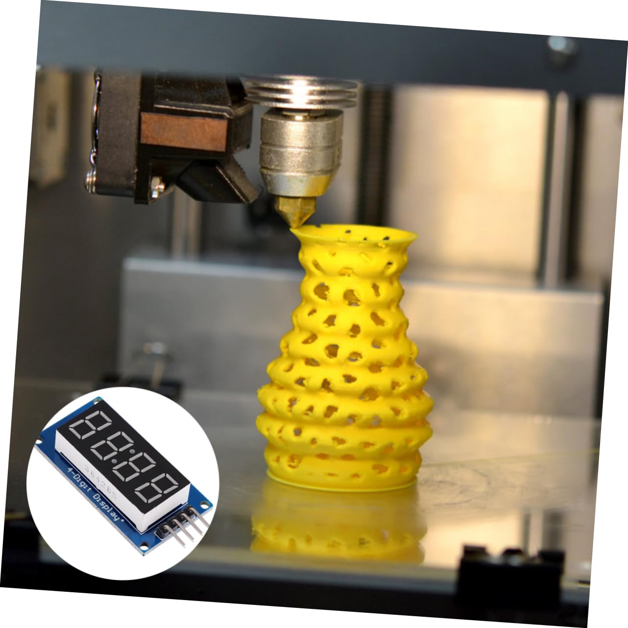 Housoutil Led Segment Display Module 4- Tube Clock Display Easy Install Vcc Gnd CLK Pins