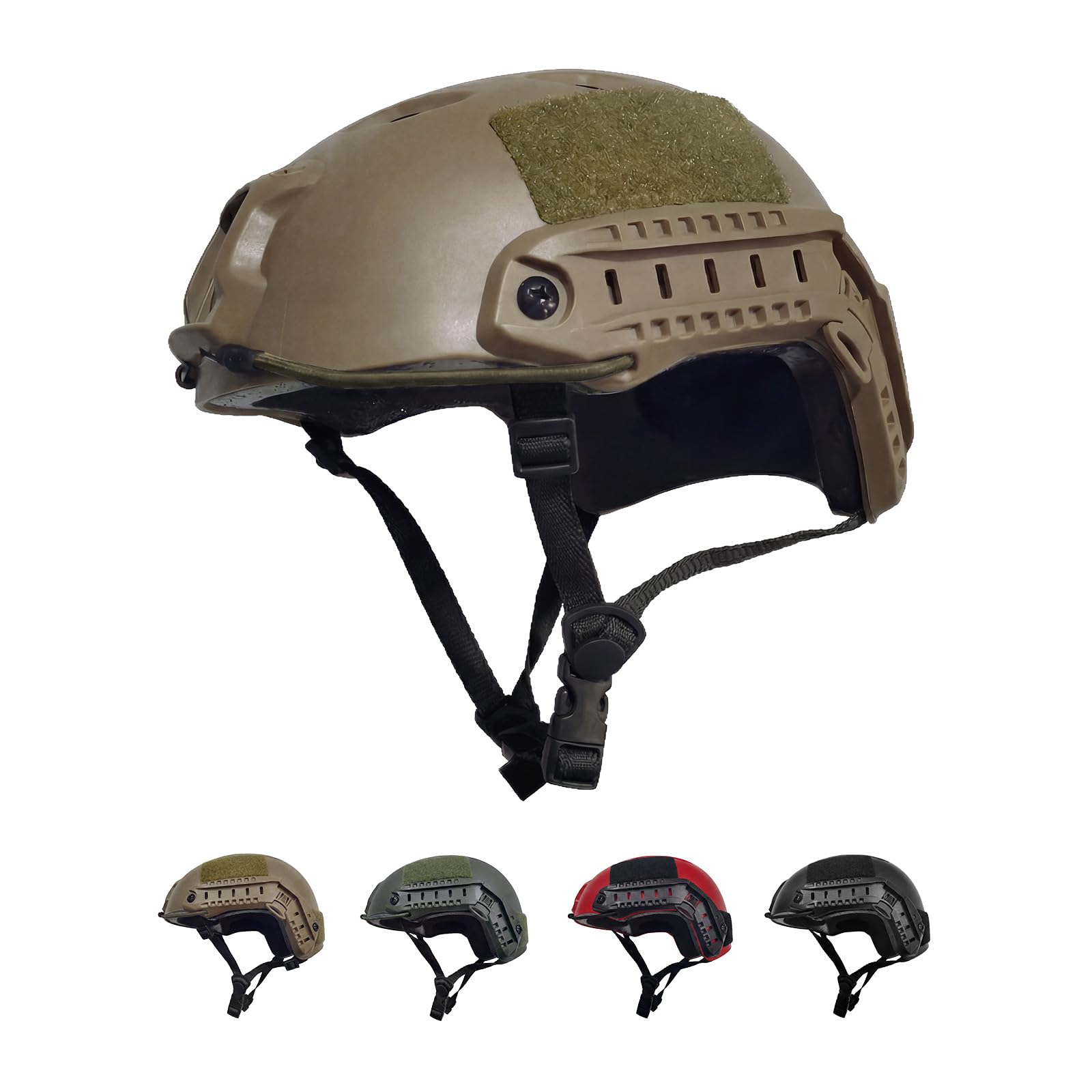 LOOGU Casco per softair, Ops Core, casco tattico (tipo Fast BJ & PJ), con cuscinetti e guide laterali, per il tempo libero, attività all'aperto, paintball