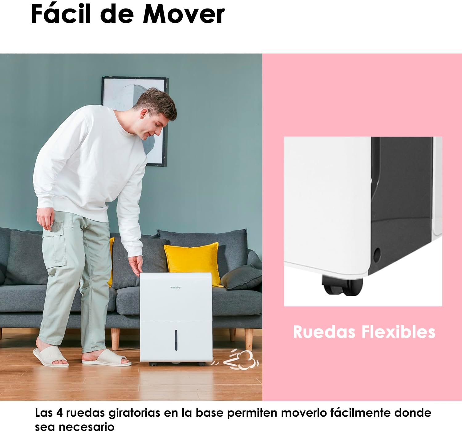 COMFEE’ Deshumidificador de humedad 30L grandes espacios hasta 80 m2 / 200 m3 - Deshumificador Industrial Gran Capacidad - Silencioso Compacto y Bajo Consumo - Deshumificadores de Humedad interior