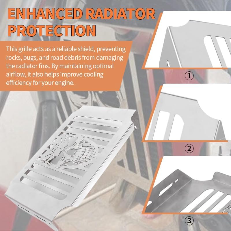 New Radiator Cover Guard Grill Grille Shrouds Cooler Protector Compatible With Honda Magna VF 750 VF750 1994-2004 (Skull)