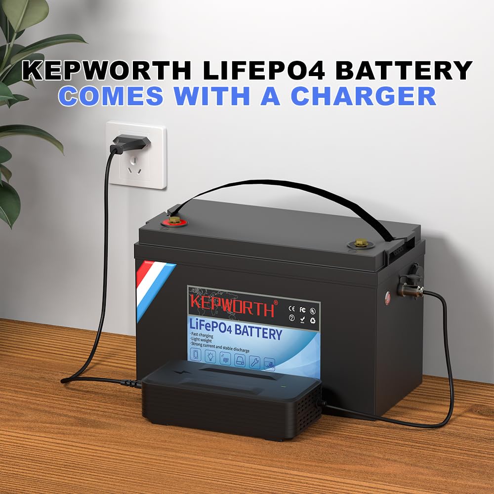FLLYROWER LifePo4 akumulator 12 V 100 Ah, akumulator litowy BMS do silnika trollingowego, paneli słonecznych, urządzeń gospodarstwa domowego, obsługa seryjna i równoległa