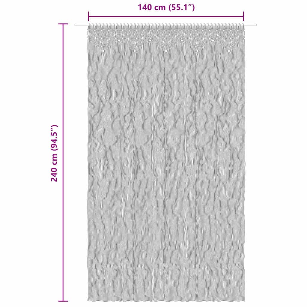 Rideau en macramé Bleu 140x240 cm Coton et Polyester, decoratif pour Porte, fenêtre, séparation pièce, Salon ou Chambre, Facile à Fixer et Couper Selon Vos Besoins