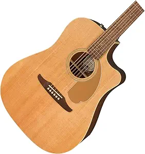 Fender Redondo Player Acoustic Guitar, with 2-Year Warranty, Natural, Walnut Fingerboard