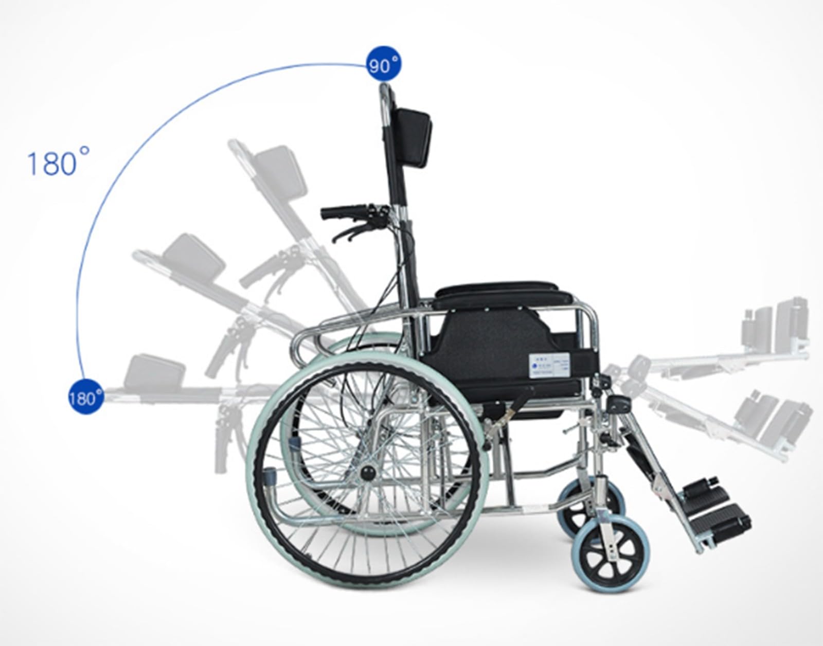 La Silla de Ruedas se Puede reclinar Completamente, Silla de Ruedas portátil con Brazos Plegables + Asiento e Inodoro para sillas de Ruedas para Personas Mayores A
