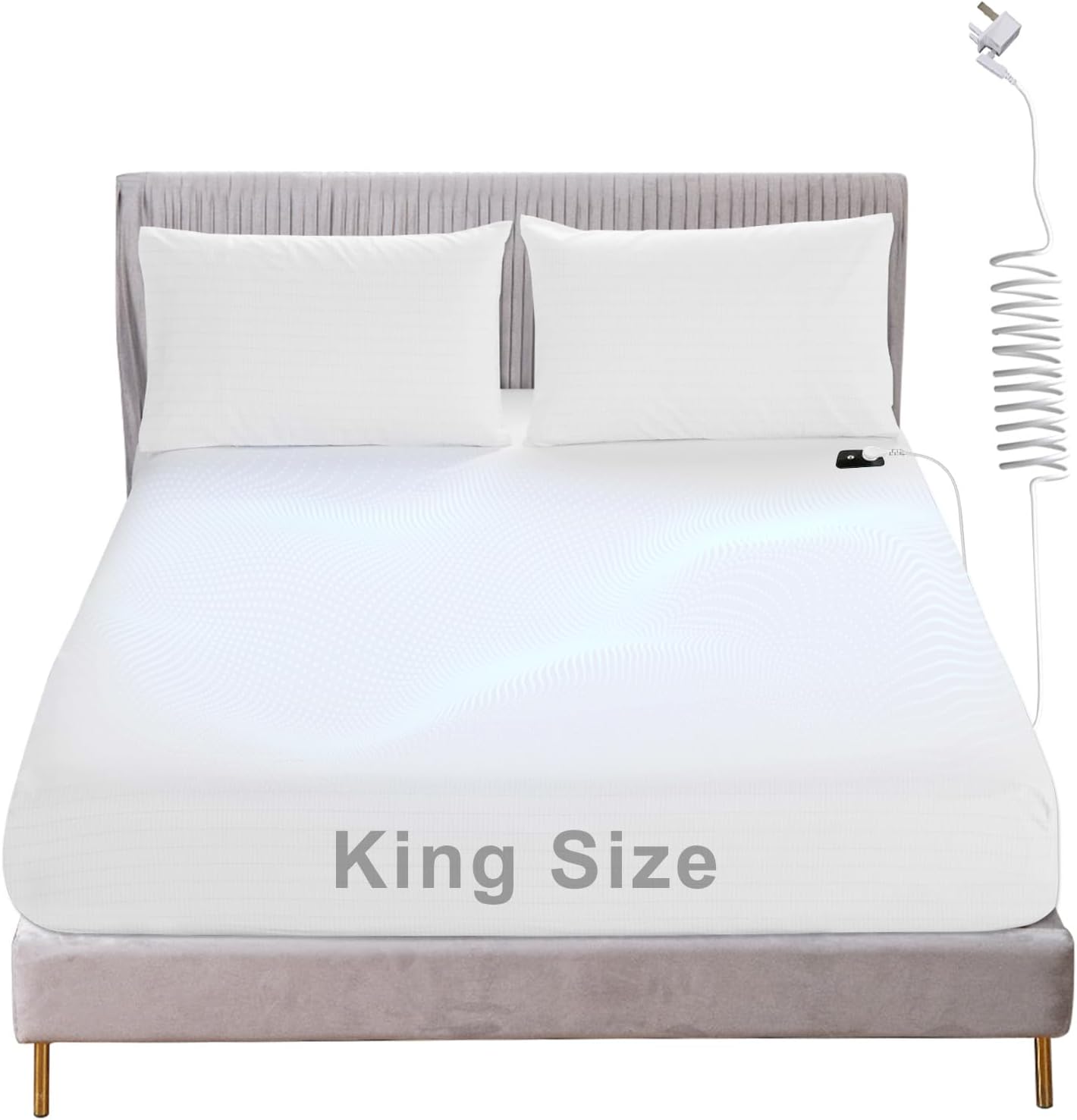 Fitted Grounding Bed Sheet with UK Plug, King Size Earthing Sheets, 5% Silver Fiber & 95% Cotton for Improving Sleep, Better Working and Help with Anxiety (White, King-150 x 200cm)