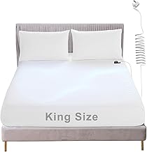 ConBlom Fitted Grounding Bed Sheet with UK Plug, King Size Earthing Sheets, 5% Silver Fiber & 95% Cotton for Improving Sleep, Better Working and Help with Anxiety (White, King-150 x 200cm)