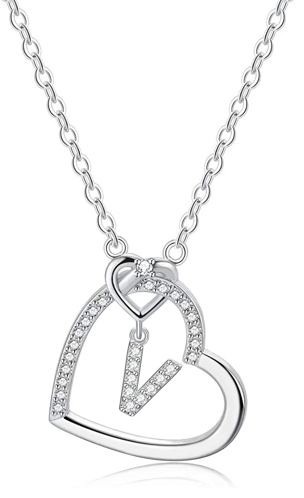 LIHELEI Collana Donna Argento, S925 Argento 26 Lettera Maiuscola Con Zirconi Collana Moglie Mamma Fidanzata Compleanno San Valentino Natale Anniversario Festa Della Mamma Gioielli Donna Regalo