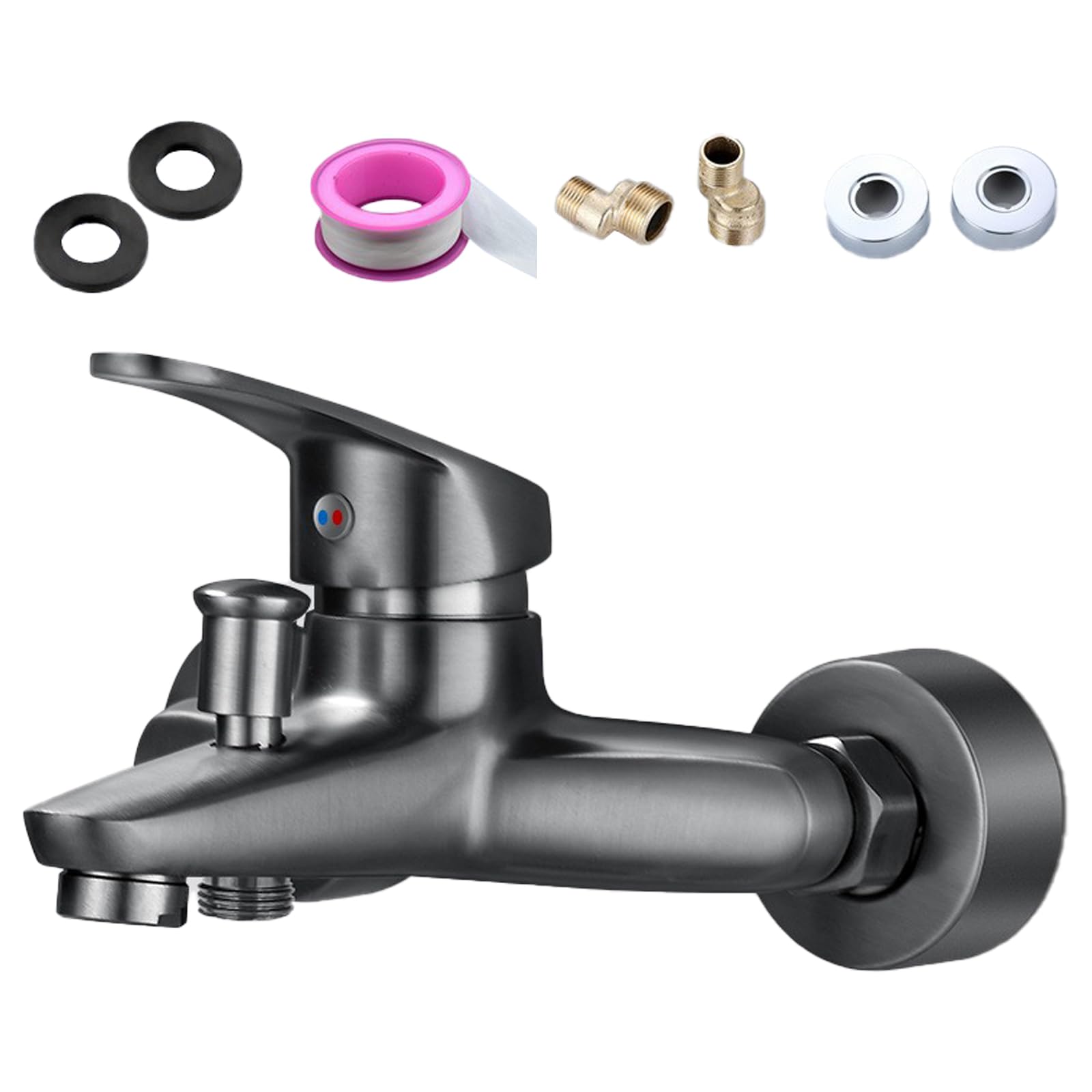 Msioytog A Wall Mounted Bathroom Faucets Double Spout Mixer Tap Zincs Lloys Single Handle Bathtub Faucet For Bathroom Shower Basins Zincs Lloys Basins Faucets