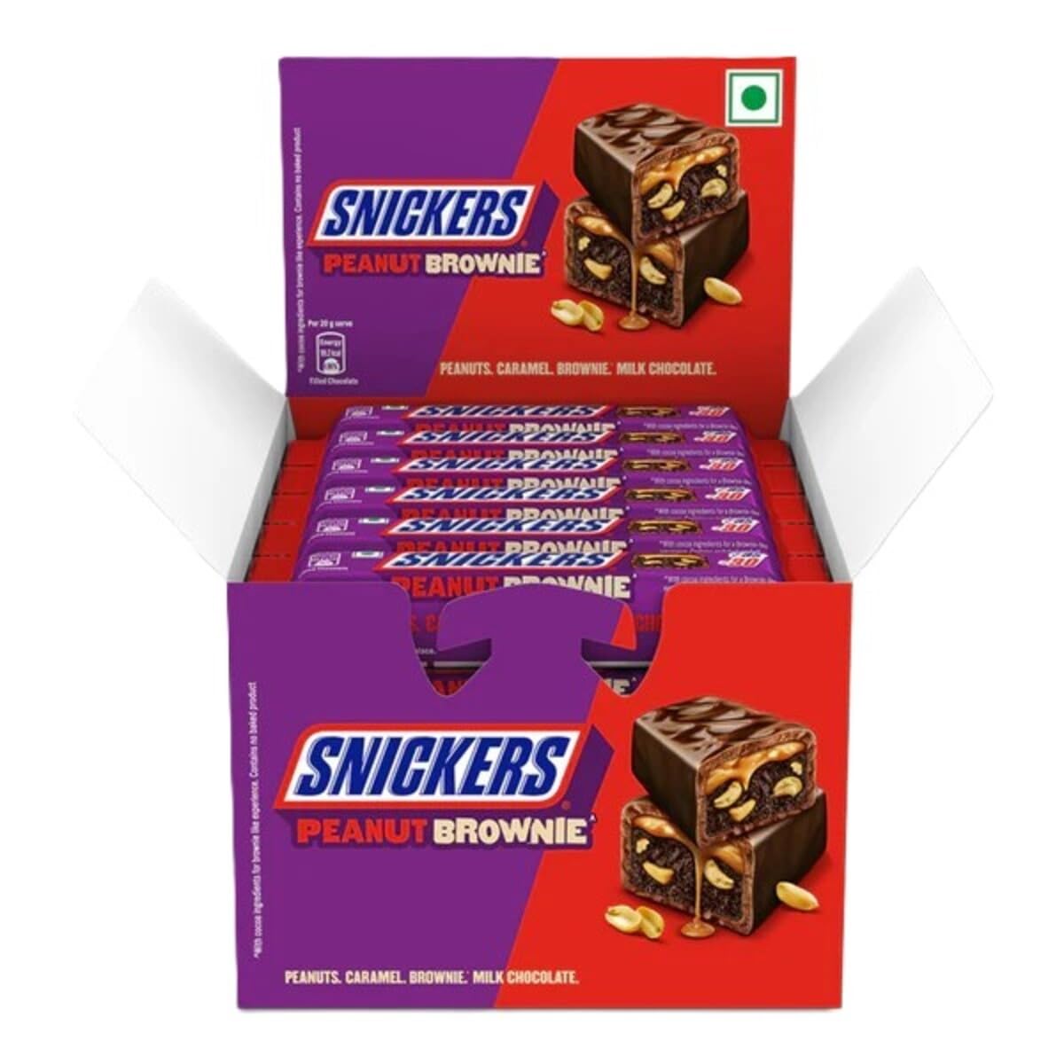 Snickers Peanut Brownie Chocolate Bar, 675g Pack, 15 Units