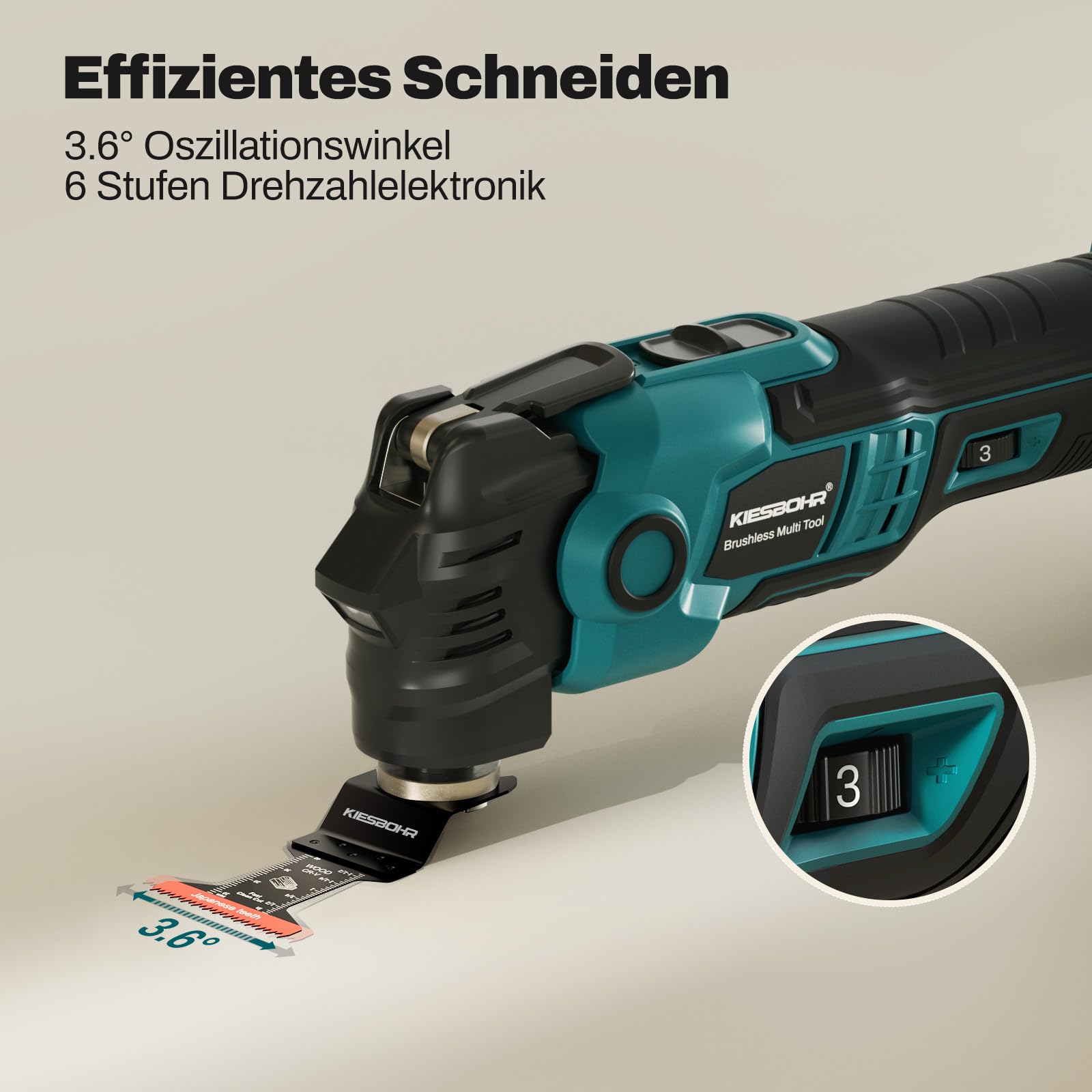 Makita Kompatibles Multifunktionswerkzeug Bürstenloser Oszillationswerkzeug 3.6° Oszillationswinkel 6000-20000 U/min