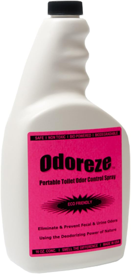 ODOREZE Natural Probiotic Portable & Regular Toilet Odor Eliminator & Cleaner: 16 oz. Concentrate Makes 64 Gallons to Stop Stink