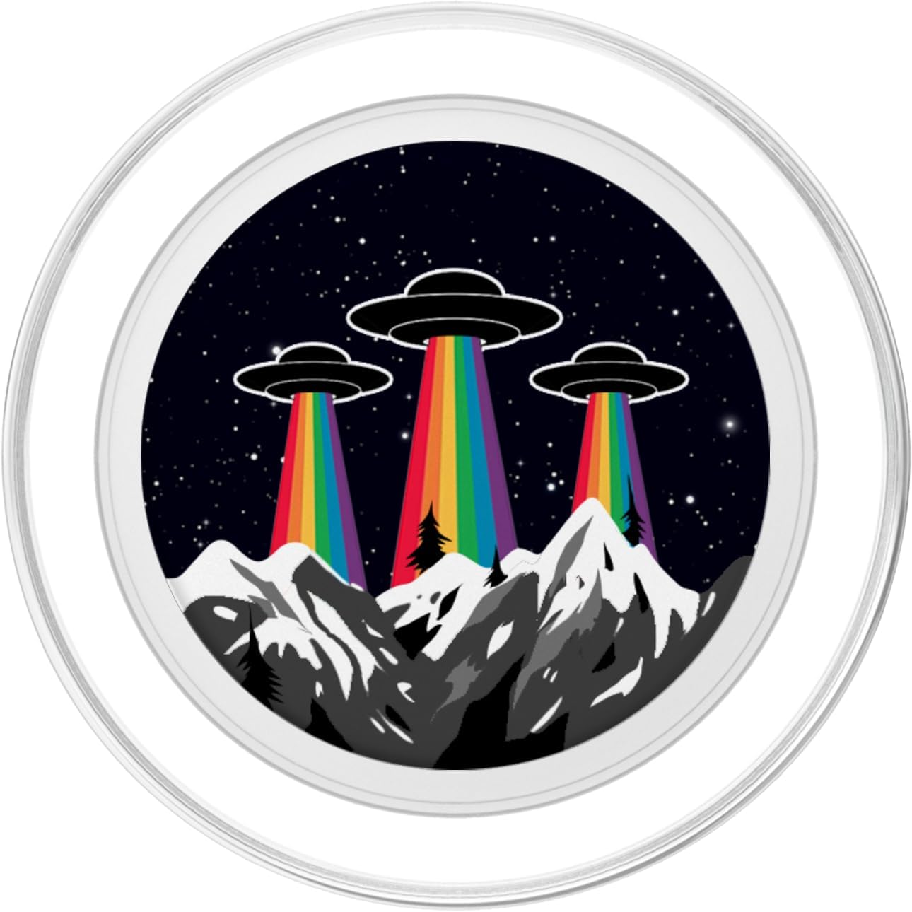 Alien Rainbow UFO Galaxy Birthday Christmas Gift PopSockets PopGrip: Swappable Grip for Phones & Tablets PopSockets MagSafe PopGrip for iPhone