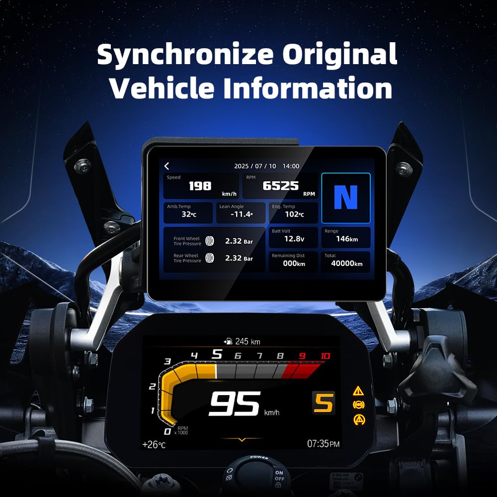 Pantalla de motocicleta de 6,2 pulgadas para BMW R1200GS R1250GS F800 F900 S1000XR, inalámbrico CarPlay y Android Auto (no GPS/sin soporte), compatible con WonderWheel y lector de datos del