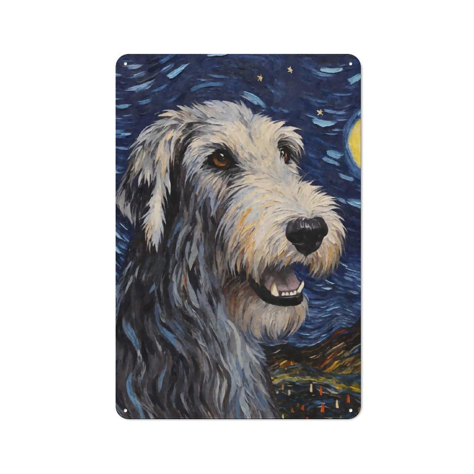 Junmoney Style-10 For Lounge Or Reading Corner, Irish Wolfhound Starry Vintage Metal Sign 30X20cm, For Collectors Decorating Lounges And Reading Corners
