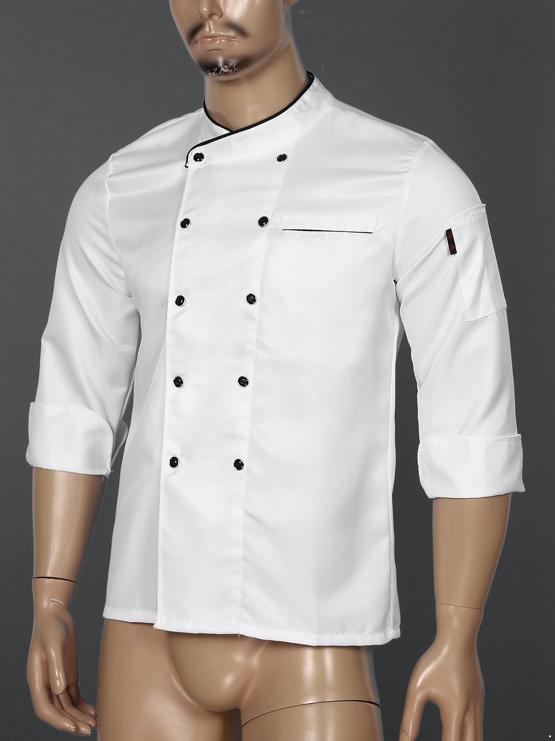 FEESHOW Unisex Men Women Double Breasted Chef Coat Hotel Restaurant Cook Jacket Workwear