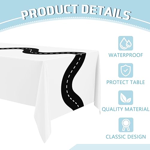 Miniatura 3 de Irenare 3 manteles de carreras, suministros para fiesta de cumpleaños de automóvil, 54 x 108 pulgadas, fundas de camino de mesa de carreras, mantel