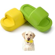 MECOOL Squeaky Slipper Dog Toy - Chew Toys for Aggressive Chewers, Durable Rubber Chew Toy for Dental Cleaning & Boredom Relief, for Small Medium Dogs, Orange