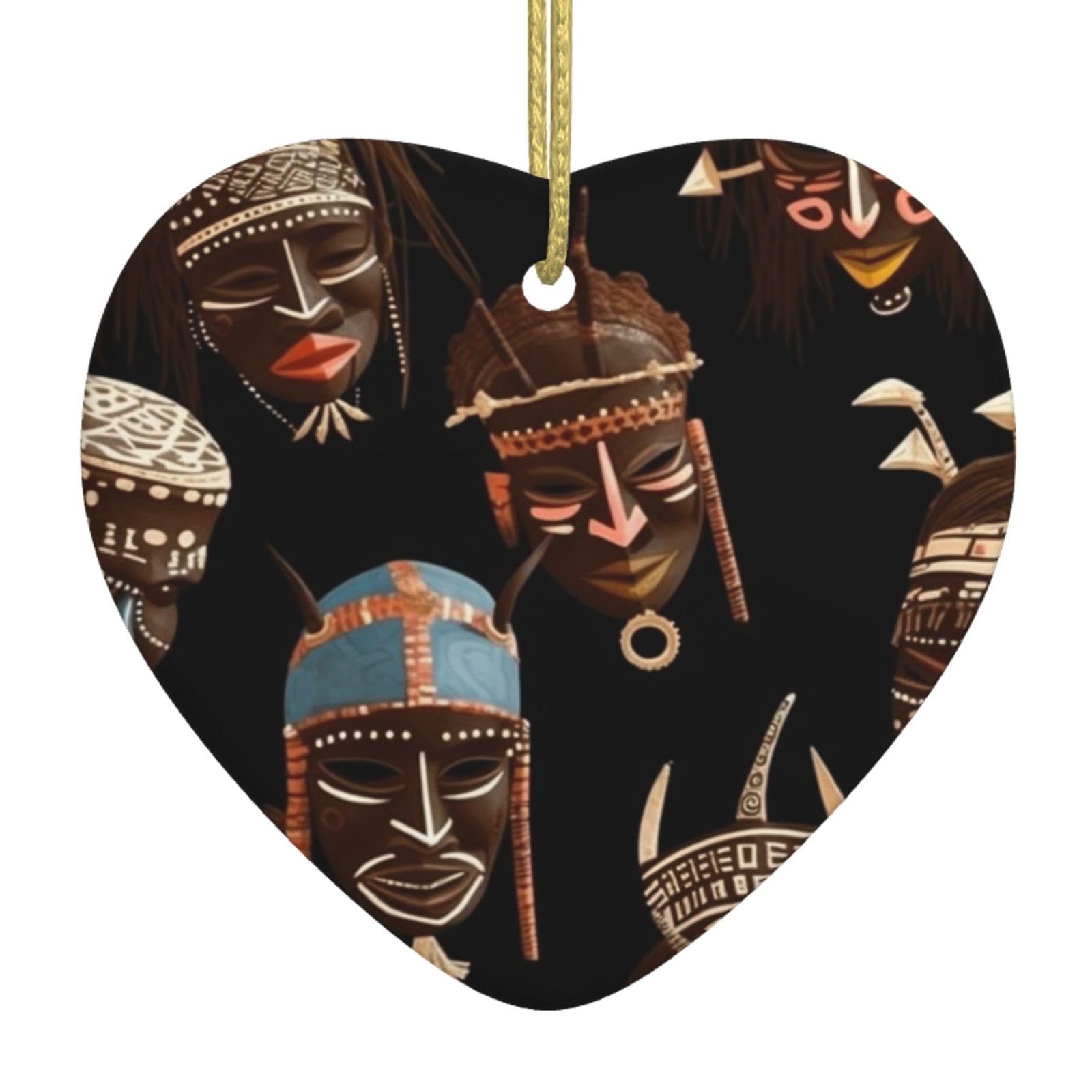 Fodpand Women's White African Ritual Ethnic Tribal Christmas Ornaments 2025, Gift Exchange For Men, Collectible Ceramic Ornament Heart Hanging Ornaments For Christmas Tree Decoration