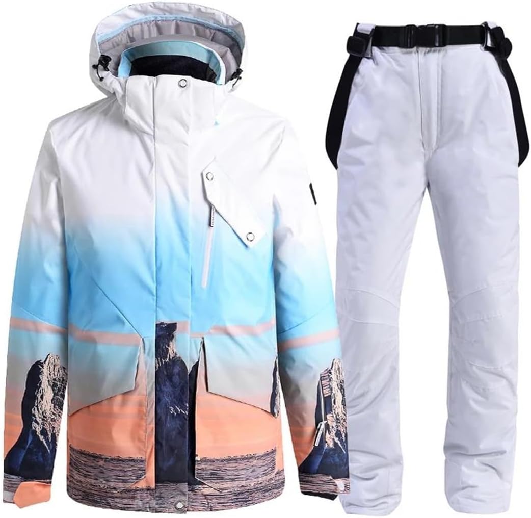 Unsex Snowboarding Clothing Warm Waterproof Outdoor Costume Ski Set Jackets Strap Pants