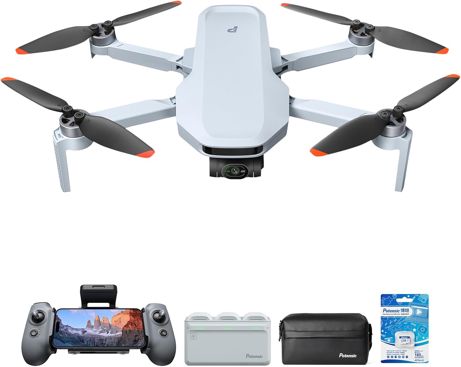 Potensic ATOM 2 3-Axis Gimbal 8K GPS Drone, Fly More Combo Bundle with 128GB Micro Memory Card