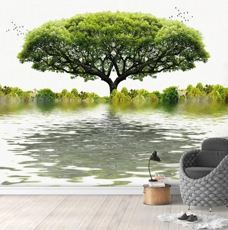 Papier peint 3D ciment feuille de bananier pour agrandir grand mur