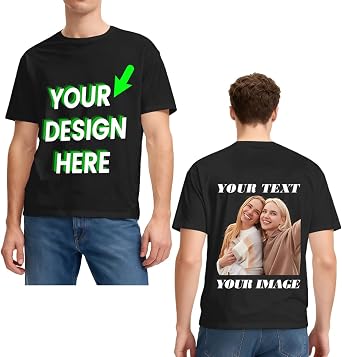 FEEGO Custom T Shirts - Create/Design Your Own Shirt with Photo/Text, Personalized Tees for Men & Women, Customizable Shirt