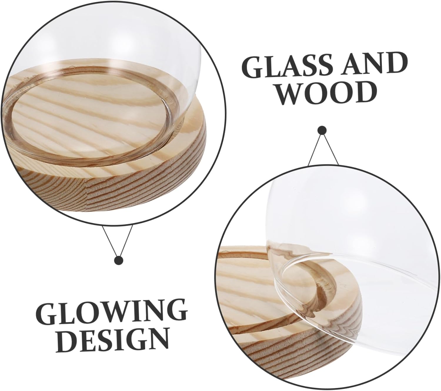 Alipis 4pcs Elegant Base Glowing Glass Dome Preserved Flower Decorative Centerpiece for Living Room Bedroom Office Unique Glass Cover for Dried Flowers