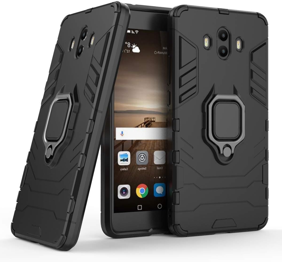 Compatible with Huawei Mate 10 Case, Magnetic Car Phone Holder Ring 360 Protective Case for Huawei Mate10 (Black)