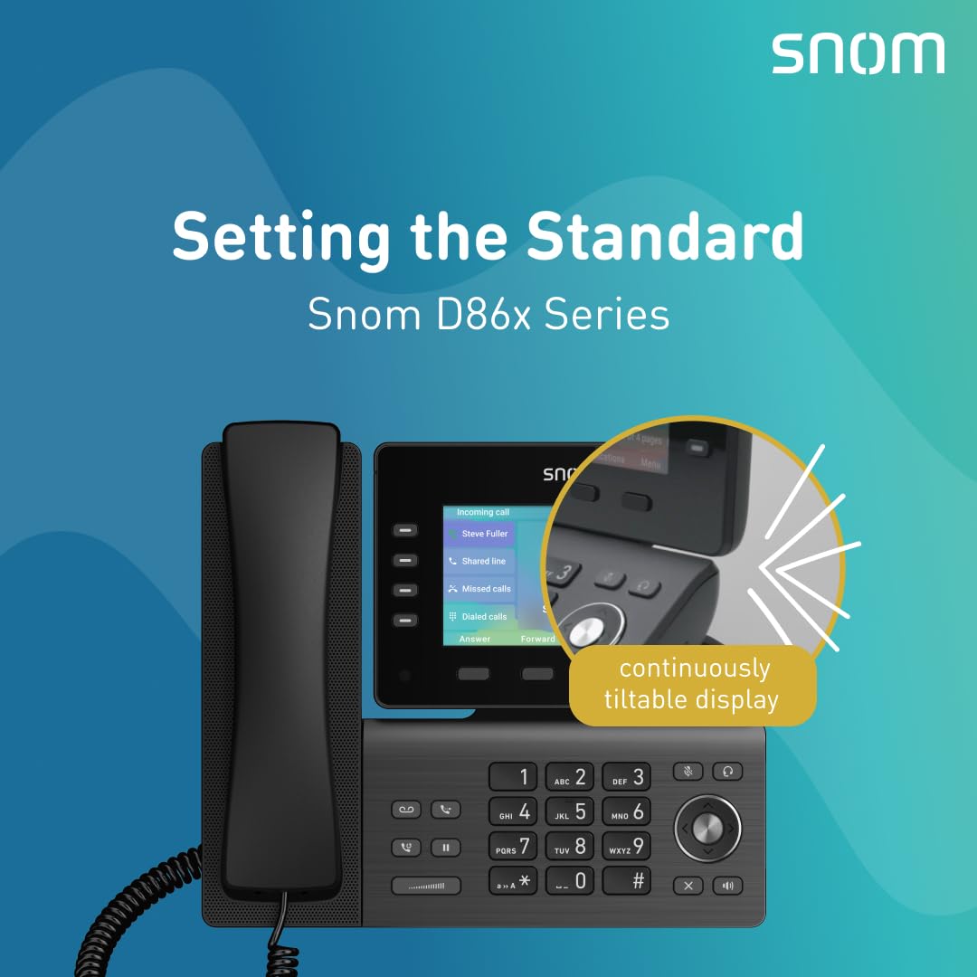 Snom D865 IP Telefon, SIP Tischtelefon, 5" IPS-Farbdisplay 1280×720 Pixel, WiFi & Bluetooth & NFC, 10 SmartLabel-Tasten, 12 SIP-Konten, Hörgerätekompatibel, Gunmetal, 00004536