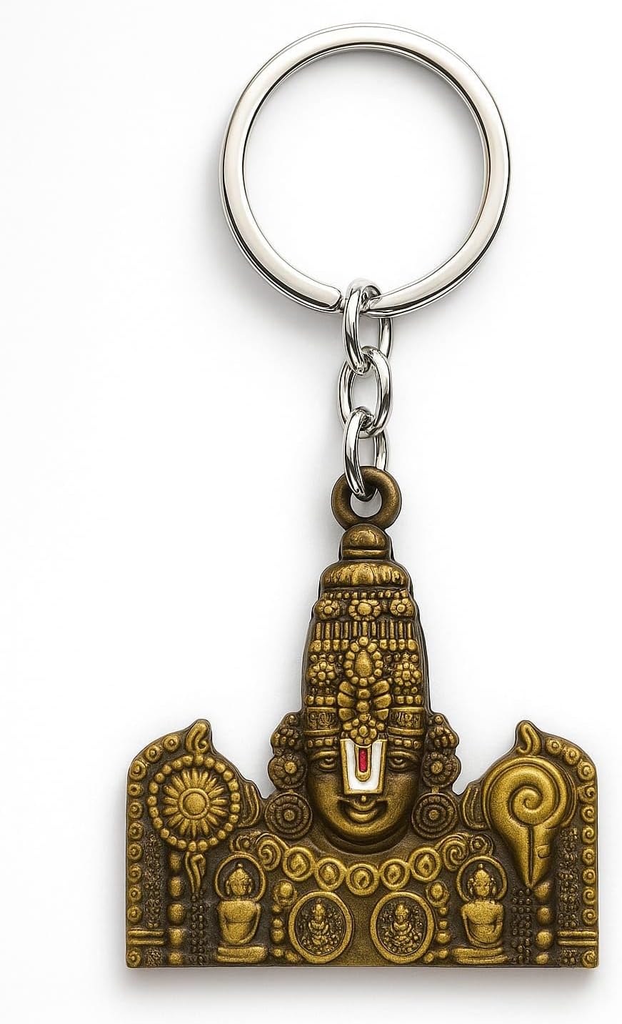 Tirupati Balaji Brass Keychain for Car & Bike | Lord Venkateswara Religious Key Ring | Temple Inspired Keychain for Devotees | Antique Gold Finish Spiritual Gift | Divine Tirumala Tirupati