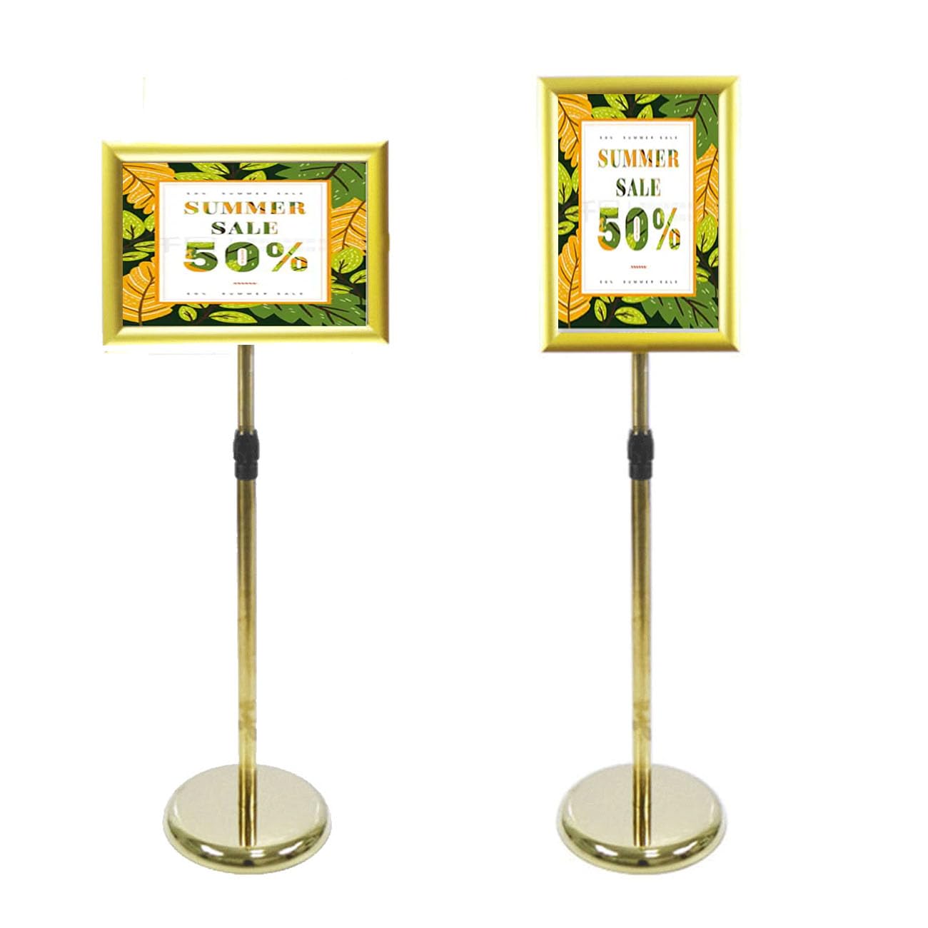 Supporto per Cartello con Cornice a Scatto Porta Poster A4 Espositore per Menu Espositore da Pavimento Regolabile Porta Cartello espositore A4 Supporto per Menu Poster a3 Oro