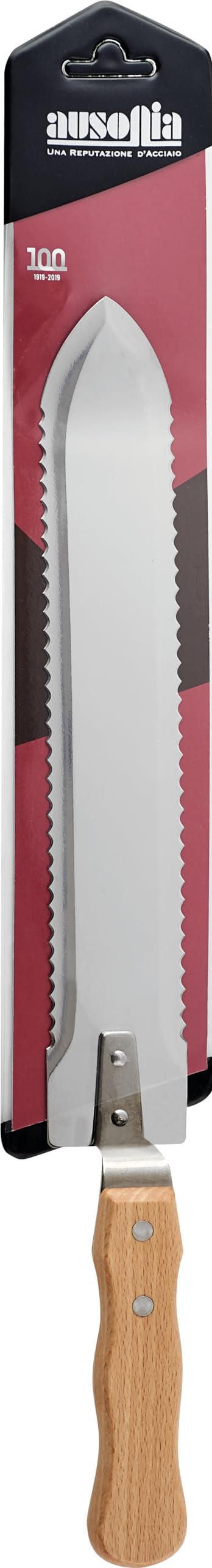 AUSONIA - 33501 COUTEAU POUR APICOLTEUR POUR MIEL PROFESSIONNEL AVEC POINTE RÉALISÉE EXTRACTEUR MIEL AVEC LAME SCIELÉE DE 29 CM ET MANCHE EN BOIS REVETÉ DE 12 CM