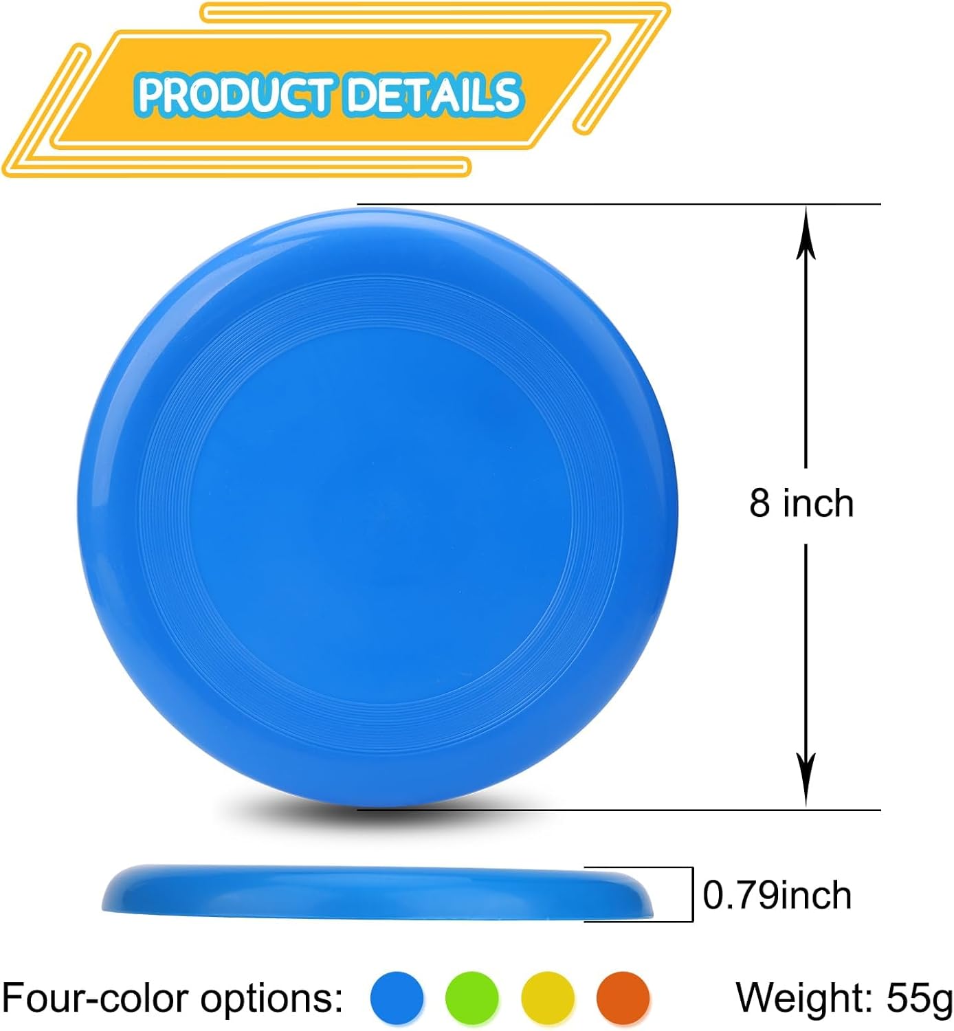 Amarlozn Jumbo 8" Flying Disc Toys for Kids Adults, 8 Pack Flying Sport Yard Ring Toy for Outdoor Beach Accessories Backyard Lawn Park, Toss and Catch Game Sports Toy for Boys Girls