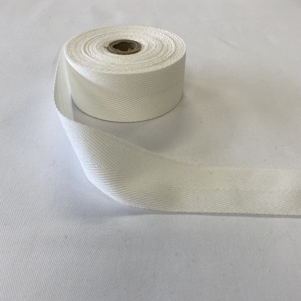 38mm Acrylic Herringbone Webbing Tape (Per Metre) (White)
