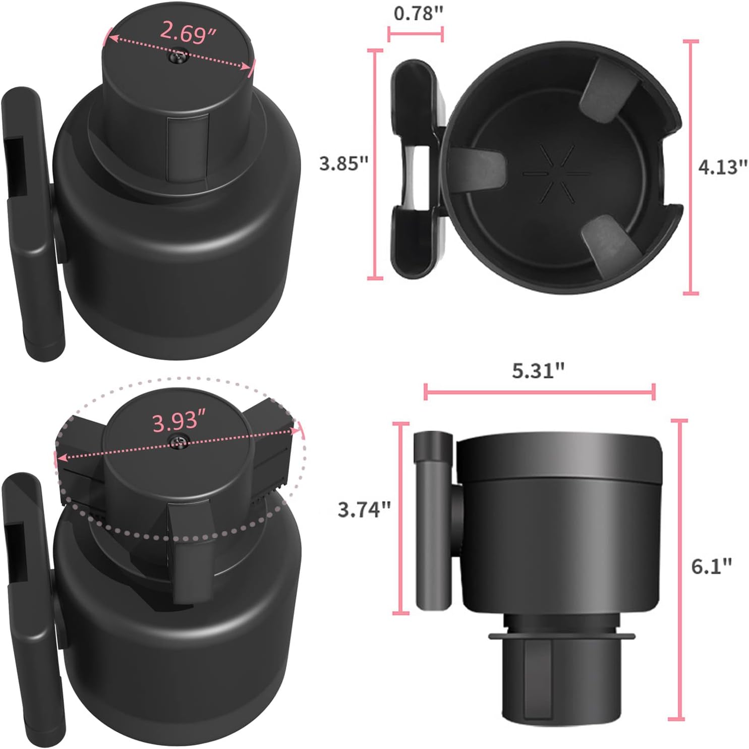 Big Cup Holder Expander for Car, Expandable Automotive Cup Organizer with Phone Stand, Adjustable Cupholder Compatible with Hydro Flasks Nalgenes Yeti Klean Kanteens Camelbak Bottles Mugs : Automotive