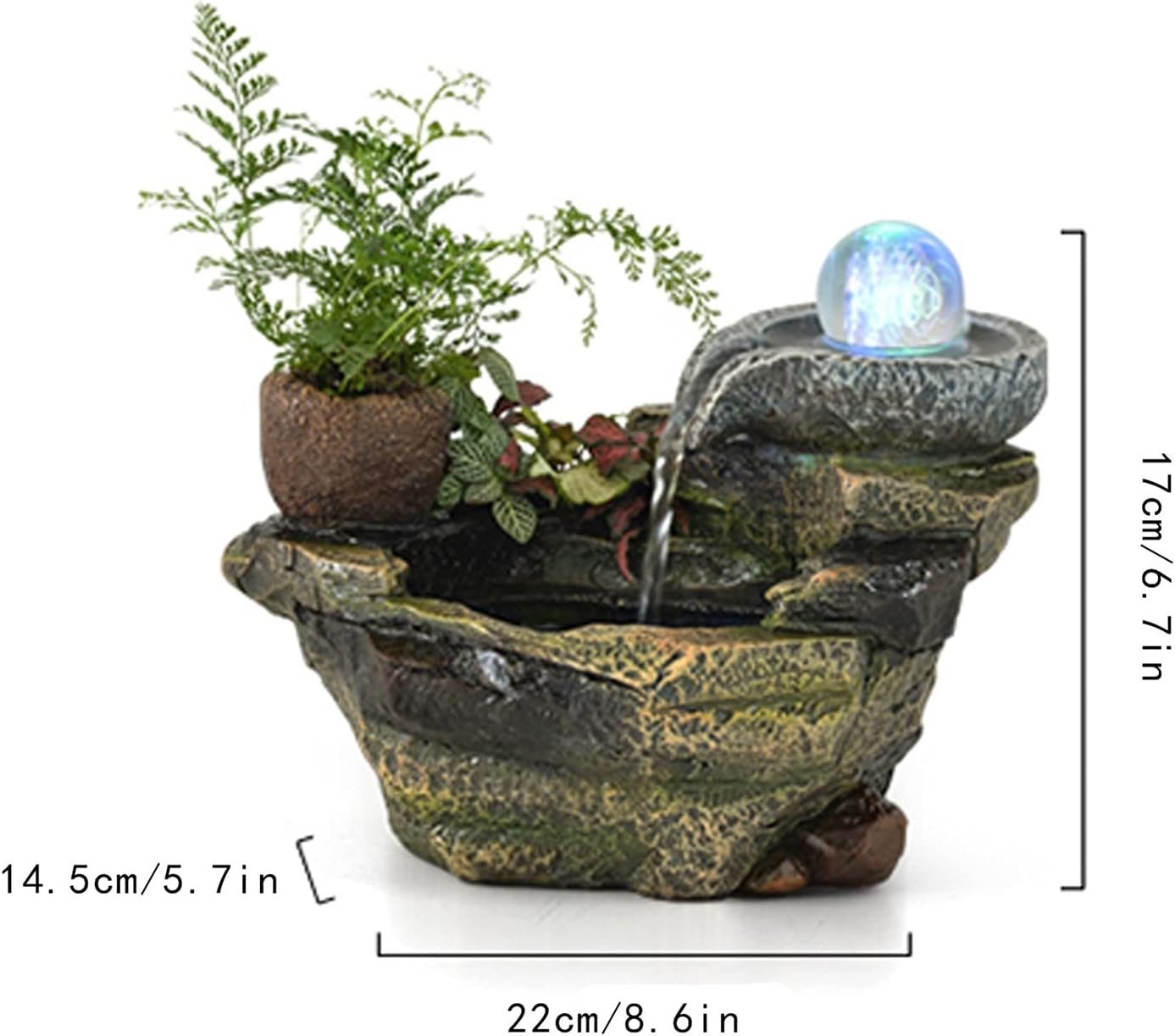 屋内噴水・噴水 家のオフィスのための紡績ボールの耐久軽量のデスクトップの噴水樹脂のエレガントな卓上噴水テーブルの噴水 卓上噴水