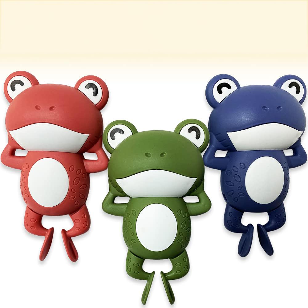 TWINZEN Bath Toys, Floating Wind Up Toys for Kids | New Born Baby Toys | Toys for Girls, Toys for Boys | Cute Swimming Bathtub Toys, Water Games for Kids Bath | Preschool Toddler Pool Frog Toys (3pcs)