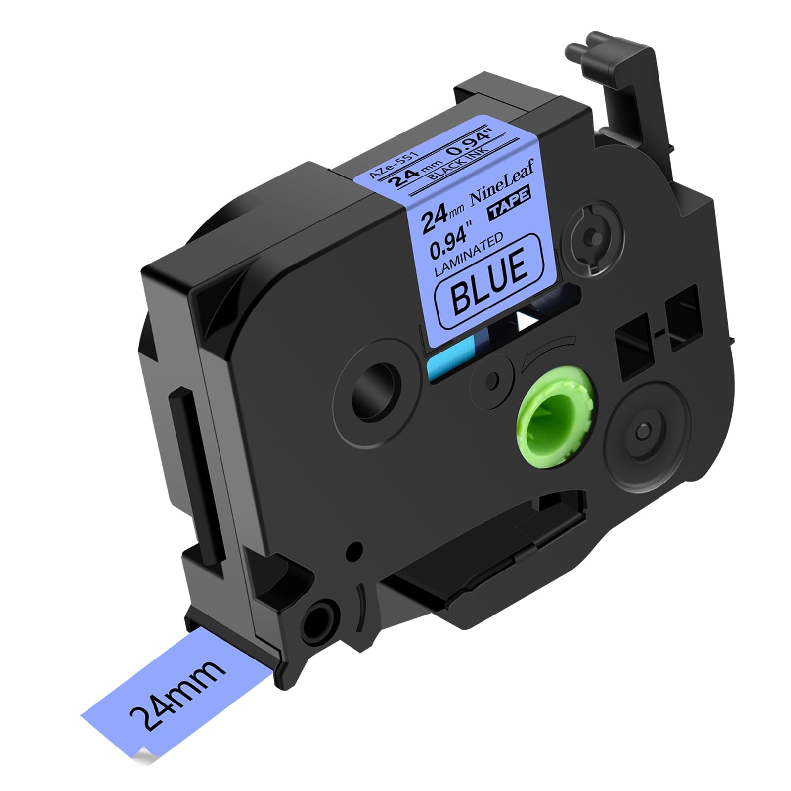 NineLeaf TZe-551 Label Tape 24mm Compatible for Brother P-Touch Label Printer TZe551 TZ-551 AZe551 24mm 0.94'' 8m Laminated Black on Blue for PT-D600VP E500 E550W Label Maker, 40PK