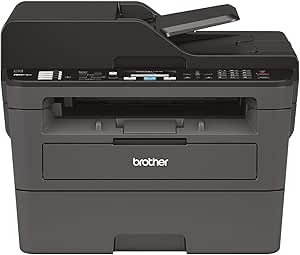 Brother MFC-L2710DW Kompaktes 4-in-1 S/W-Multifunktionsgerät (30 Seiten/Min., Drucken, Scannen, Kopieren, Faxen, A4, echte 1.200x1.200 dpi, Duplexdruck, 250 Blatt Papierkassette, USB 2.0, LAN, WLAN)