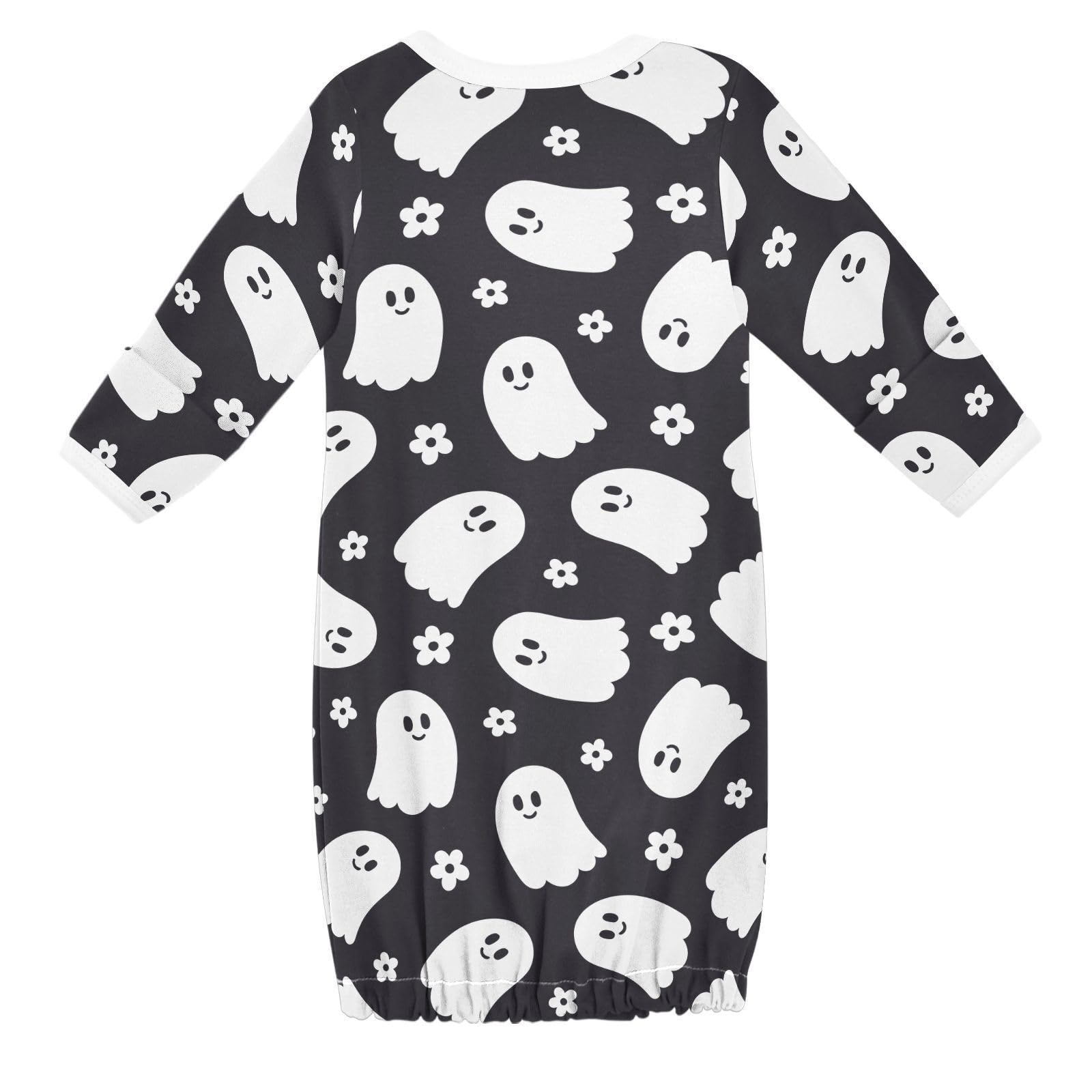 WIFIU Floral Ghost Halloween Baby Girls Boys Sleeper Gown Cotton Nightgown Long Sleeve, Baby Nightdress Sleeping Clothes for Newborn 6-12 Months Multicolor
